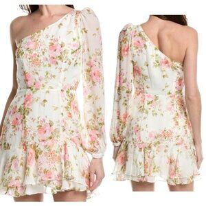 Yumi Kim Chrissy Mini Dress Ivory Floral One-Shoulder S